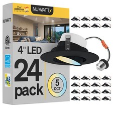 24 Pack 4 Inch Black Gimbal LED Recessed Lights 5 CCT 10W 2700K-5000K