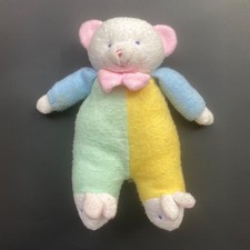 Vintage Soft Dreams Pastel Terry Cloth Bear Teddy Rattle Stuffed Plush 8