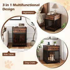 Dog Crate Furniture for Small Dogs Wooden Puppy Kennel with Charging Station