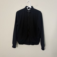 Fabletics Women  s Medium Black Full Zip Track Jacket EUC Sporty Gym Casual C7