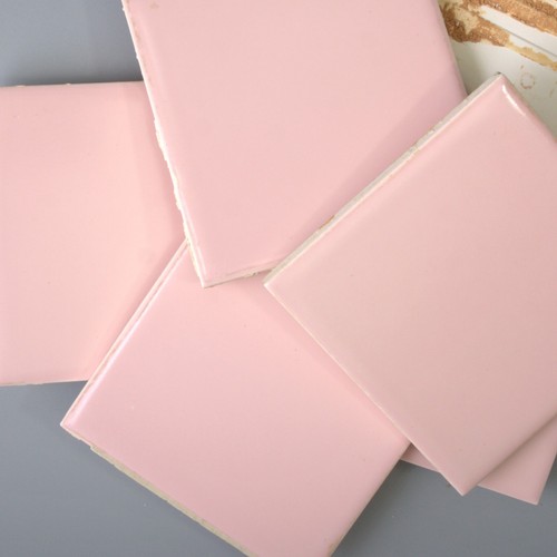 LOT 40 Vintage 1950s Pink SunTile Bathroom Wall Tiles 4-1/4" Mamie Pink Salvage