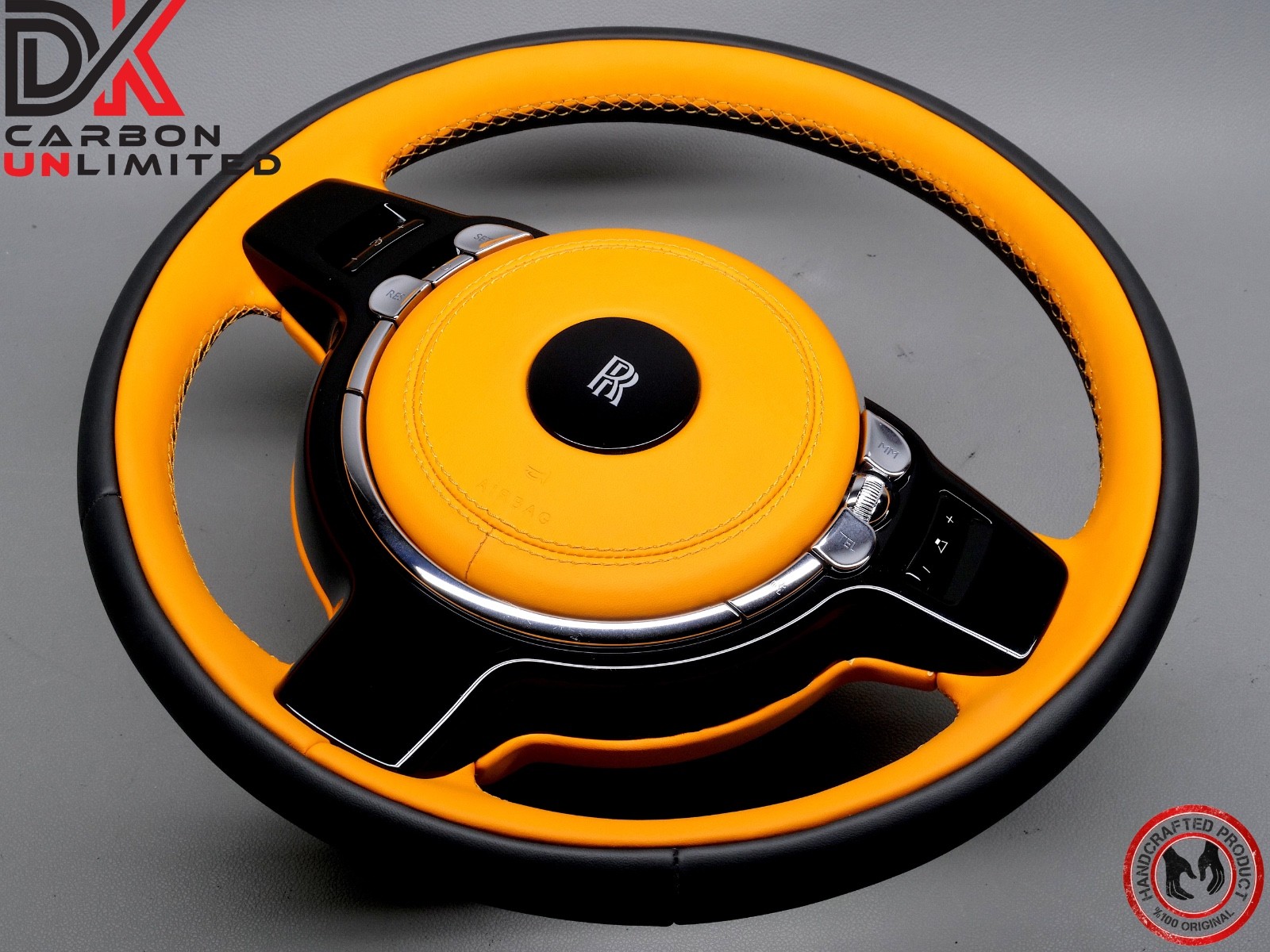 Rolls Royce Dawn Wraith Thick Rimmed 2 Tone Black & Mandarin Napa Steering Wheel