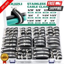 136pc Rubber Cushion Insulated Clamp Stainless Steel Cable Clamps Assortment Kit