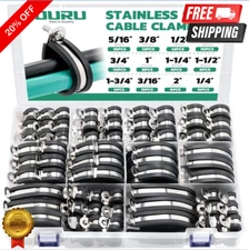 136pc Rubber Cushion Insulated Clamp Stainless Steel Cable Clamps Assortment Kit