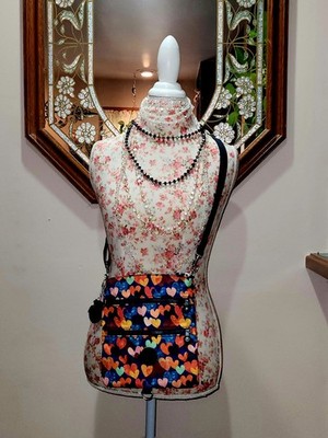 Kipling ''Rizzi'' Convertible Small Crossbody / Waist Bag (Colorful Hearts Print)