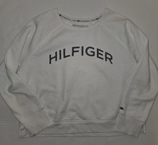 Tommy Hilfiger Sport Women’s XS White Crew Neck Pullover Fleece Logo Raglan