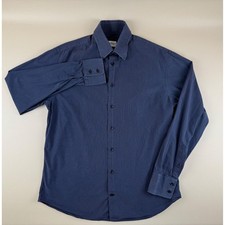 Armani Collezioni Pinstripe Button Down Shirt Navy Blue 15.5