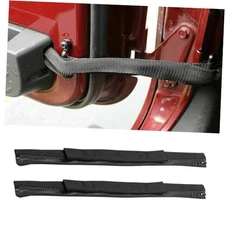 2PCS Car Zipper Door Straps, Auto Heavy Duty Strong Limiting Black with zipper