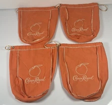 Crown Royal Bag Peach Medium 9" 750ml Size Draw String Peach on Front Lot of 4