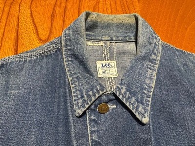 Vintage 70s Lee 91-J Denim Work Jacket Coverall 4 Pocket Size 40