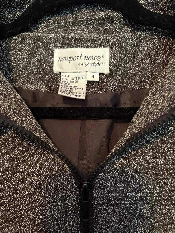 Chaqueta De Colección Newport News Para Mujer Talla 8 Gris Moteado Manga Larga Foto 4 de 4