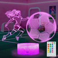 FußBall-Nachtlicht, FußBall-Geschenke FüR MäDchen, 3D-Illusionslampe Mit Fer