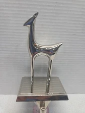 Christmas Reindeer Silver Color Stocking Hanger Holder 7.75" Tall