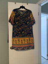 SHEIN Woman’s Colorful Floral Pattern Shift Dress-Size Med.