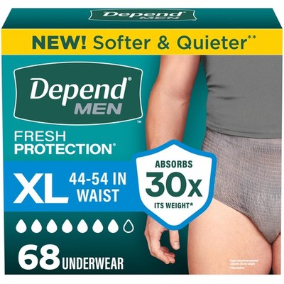 Depend Fresh Protection Adult Diapers, Incontinence Underwear for Men, Dispos...