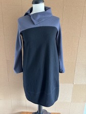 Oska Wool Dress Size 10 Reg Black Muted Purple Half Cowl Neck Pockets Warm