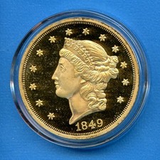 Liberty Coronet Head Style 1849 Double Eagle $20 Tribute Medal Acrylic Case #88