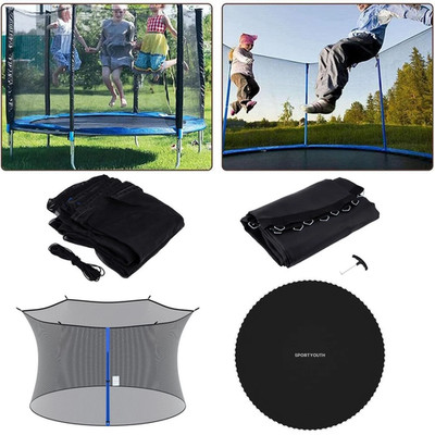 Trampoline Replacement Safety Net Jumping Mat Enclosure Fits 12-15Ft Round Frame
