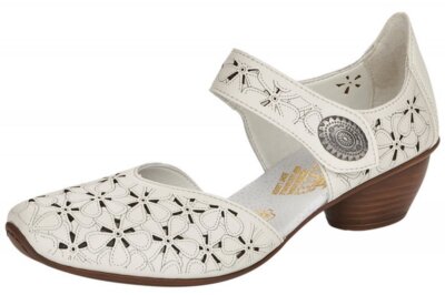 Rieker Damen Leder Pumps Weiß Offwhite Creme 43786-80
