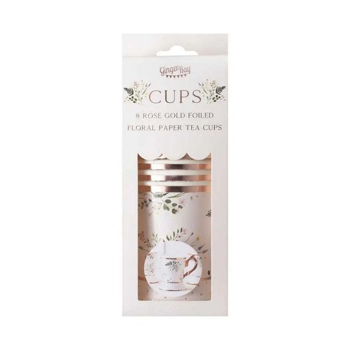 Afternoon High Tea Floral Party Cups 8pk Mothers Day Fairy Princess Birthday - Picture 4 of 5