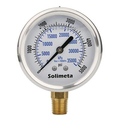 #ad Solimeta 2 1 2quot; Dial Size Oil Filled Hydraulic Pressure Gauge 0 5000psi kpa 3... $13.33