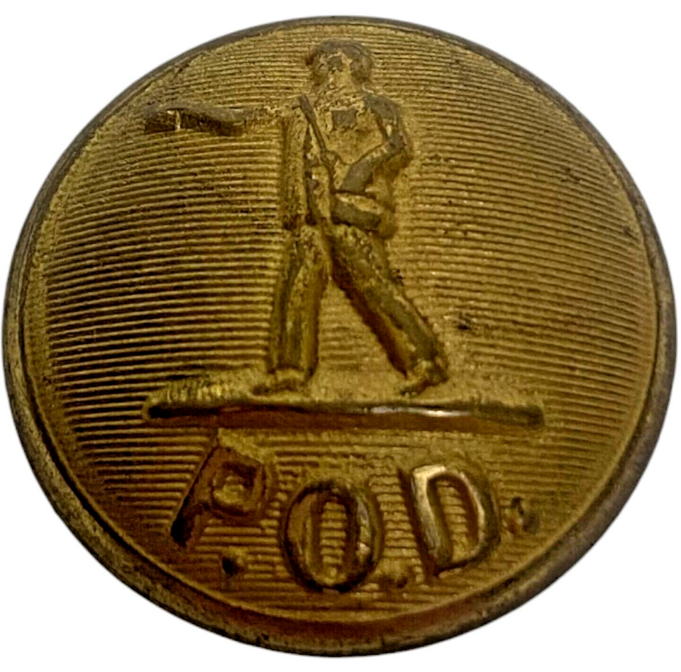 Post Office Delivery P.O.D. Coat Button Browning King & Co Gold tone