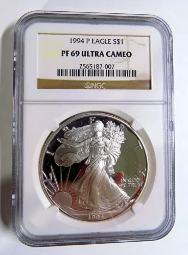 1994-P Proof American Silver Eagle NGC PF69UC Brown Label No Spots White Finish