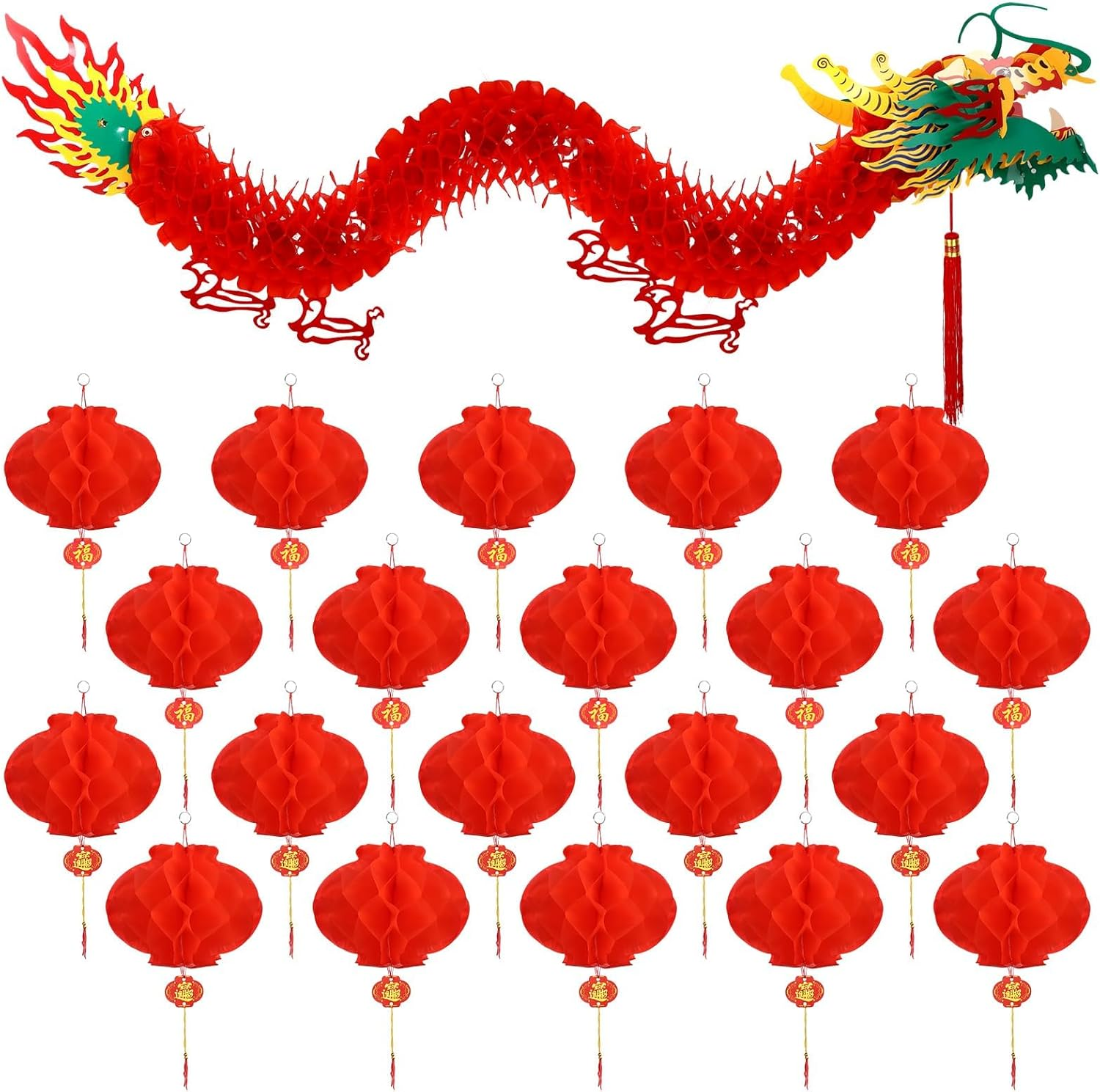 21 Pcs Chinese New Year Dragon Ceiling Decorations 3D Spring Festival Dragon Gar