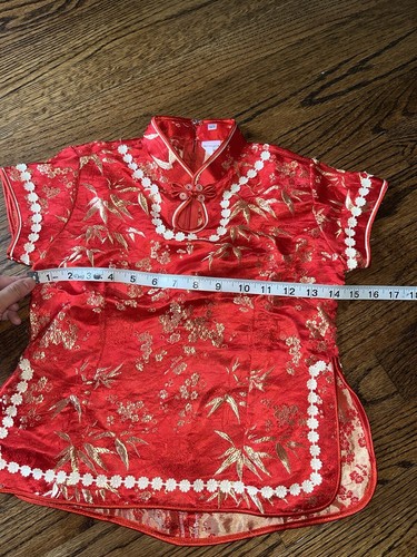 Chinese Lunar New Year Outfit Shirt Pants Red Gold Girl 5T 6 7 Matching Set - Picture 3 of 5