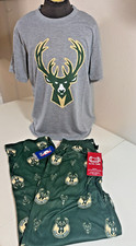 NBA Milwaukee Bucks Short Sleeve T-Shirt  Pant Pajama Set Youth XL 14/16