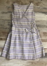 Vtg 50s 60s Taffeta Cocktail Tea Dress Gold White Purple Retro Rockabilly