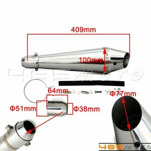 Tubo silenciador de escape GP Shorty de acero para motocicleta 38-51 mm con asesino DB extraíble Foto 2 de 4