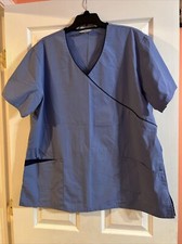 Adar Light Blue Solid Pattern Scrub Top Womans 2 Extra Large