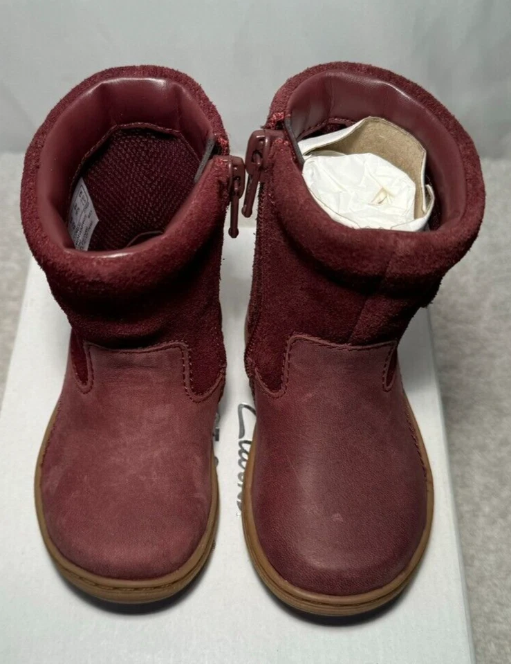 Clarks Bebé Niñas Botas de Gamuza Reino Unido 3 F / UE 18.5 Flash Nublado Rojo Baya Cremallera Foto 4 de 4