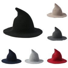 Halloween Witch Hat Woolen Women Ladies Pointed Caps Wizard Hat Cosplay Costume