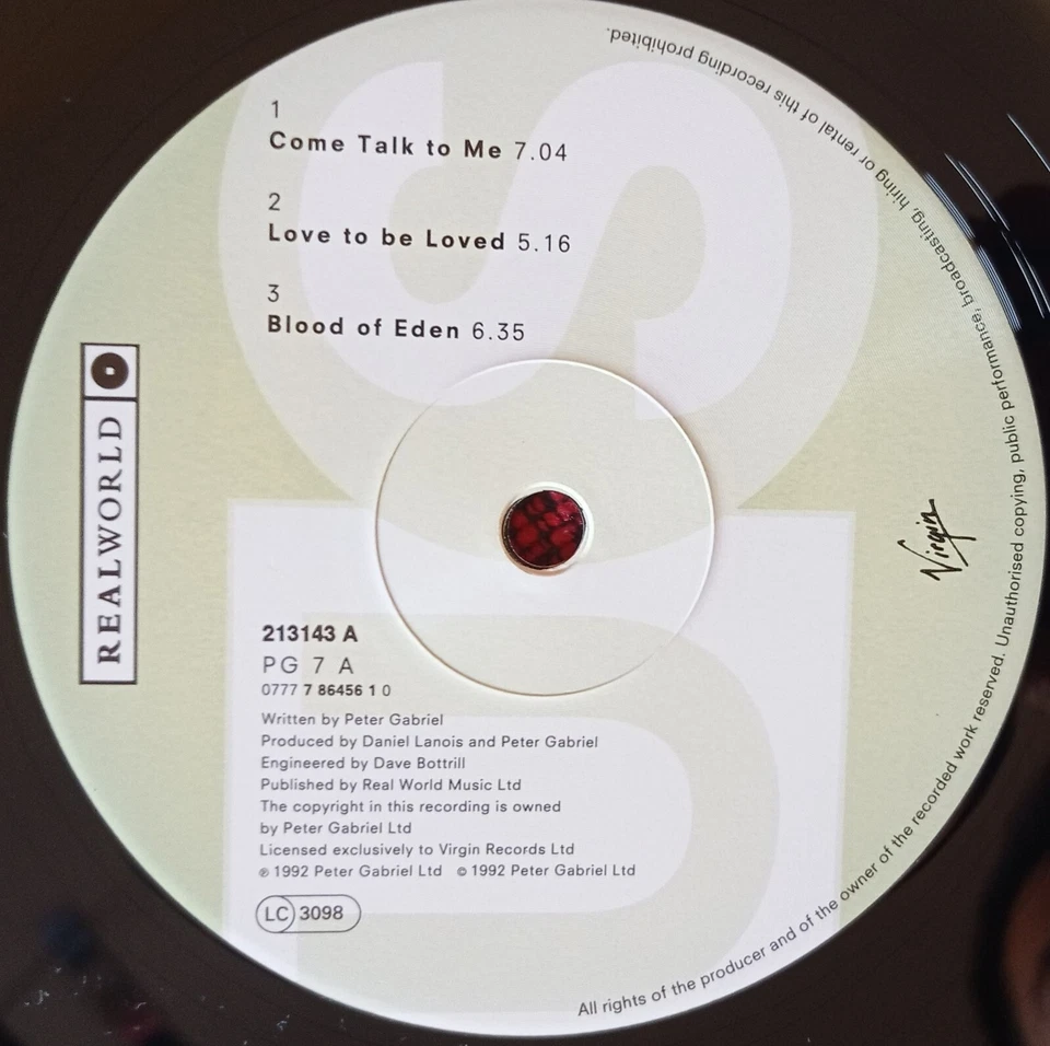 PETER GABRIEL ** Us ** ORIGINAL 1992 UK 1st ISSUE 2-LP w/ INSERT **Genesis - Image 3 of 4