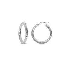 3x20mm Twist Round Click-Top Polished Sterling Silver Small Hoop Earrings
