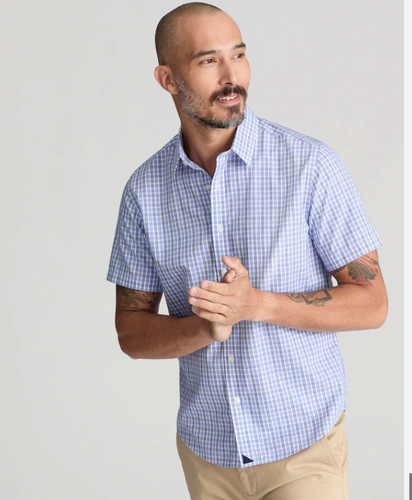 UNTUCKit Wrinkle Free Short Sleeve Dante Shirt Mens 3XL Blue Plaid New