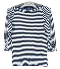 CHAPS Women Stretch Comfy Cotton Modal Tunic 3/4Sleeve with Tie Decor Striped SP