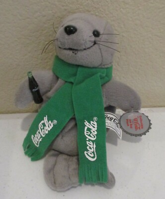 Coca Cola Gray Seal with Green Scarf 1998 NEW