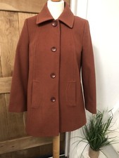 Rust Brown Swing Jacket Wool Cashmere Warm Cosy Eastex Sz 10 Rrp £179