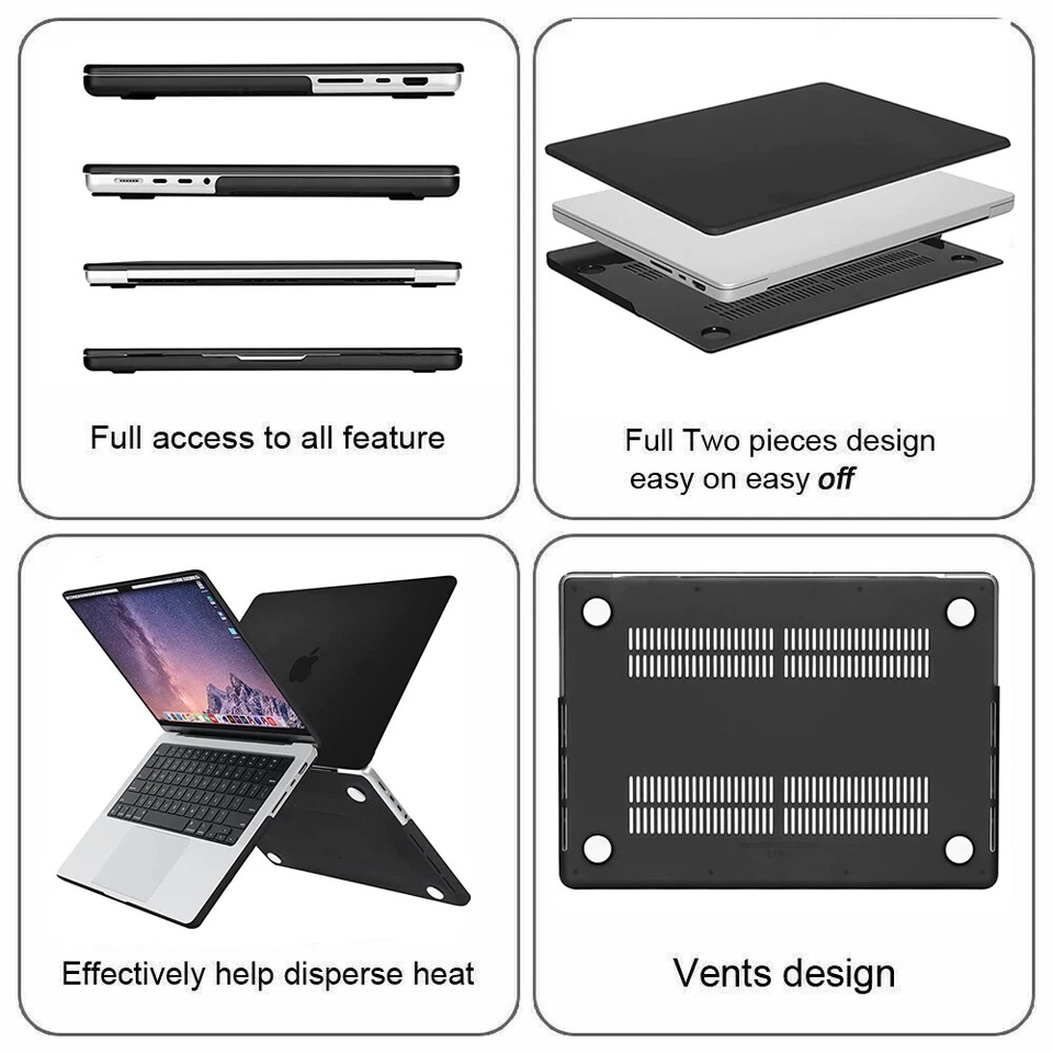 Для 2023 Macbook Pro 14 дюймов жесткий чехол оболочка и клавиатура и протектор экрана A2992 - Изображение 4 из 4