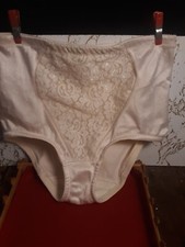 Vintage Playtex 18 Hour 2102 Cream Satin Lace Panty Girdle Brief Size Large