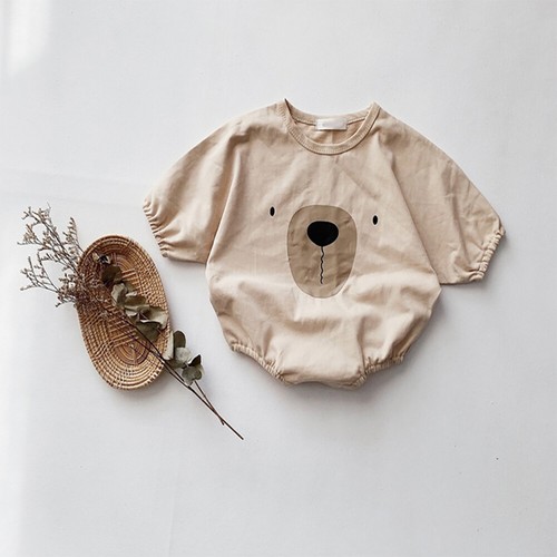 Kleinkind Baby Säugling Unisex Bärengesicht Tiermotiv Strampler Langarm Body - Bild 5 von 12