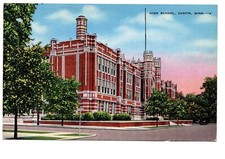 Postcard Franklin Austin High School  Minnesota Linen Outside View