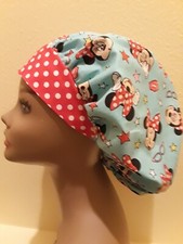 Minnie Mouse turquoise Women's Bouffant Surgical Scrub Hat/Cap Handmade