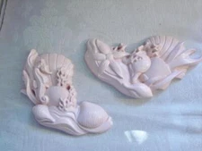 Vintage Burwood Beach Pink SEA SHELLS CORAL - Wall Hanging Plaque Art 1988 #2897