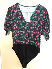 NWT TOPSHOP Black Pink Floral Body Suit Size 8/10