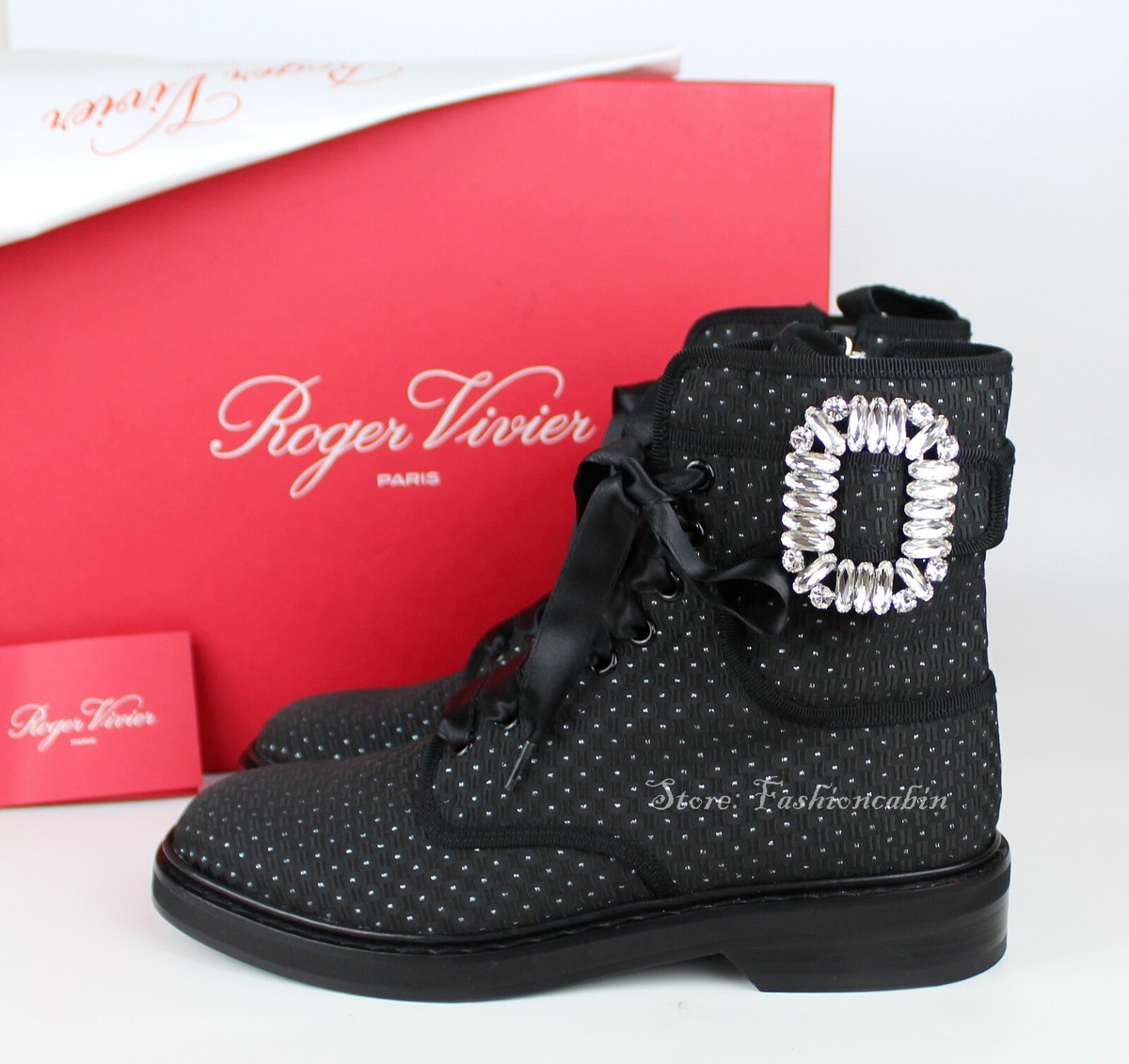 NEW Roger Vivier Viv Rangers Strass Bootie w Crystal Buckle, MSRP