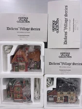 D56-Dickens Village-Portobello Road Thatched Cottages (58247 - 58249) -58246